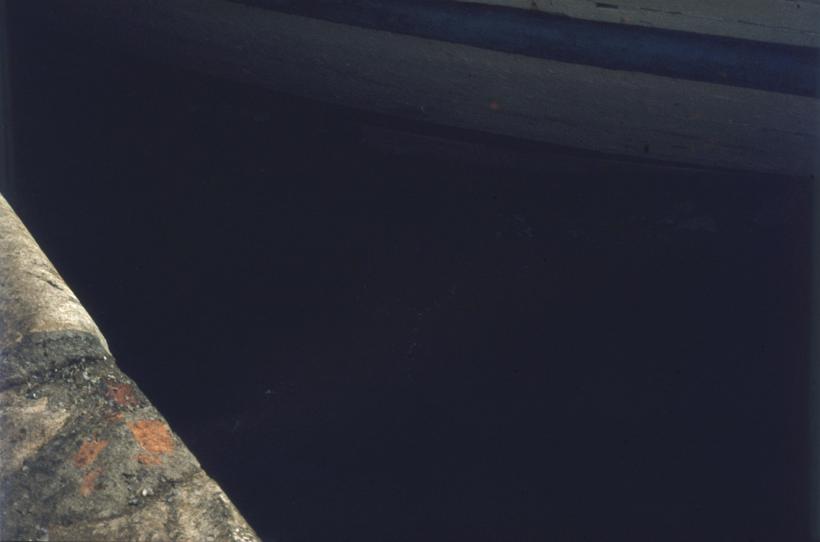 Pored ispusnog kanala ispred strane tvornice ribe 